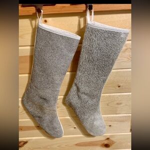 Crate & Barrel genuine cowhide stockings Christmas set of 2
